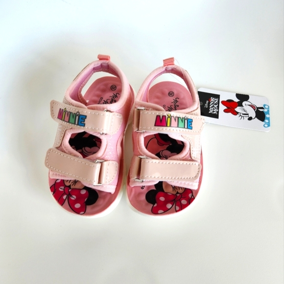 Disney Minnie Mouse Pink Toddler Girl Velcro Sandals 3T, Size EU:25, US:9, BNWT - Picture 3 of 16